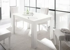 Garnero Arredamenti Tavolo da pranzo moderno rettangolare 180x90cm bianco opaco Halston Best