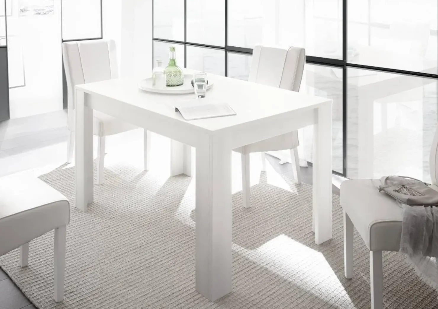 Garnero Arredamenti Tavolo da pranzo moderno rettangolare 180x90cm bianco opaco Halston Best