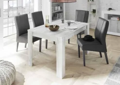 Garnero Arredamenti Tavolo da pranzo rettangolare industrial 180x90cm bianco pino Florena Discount