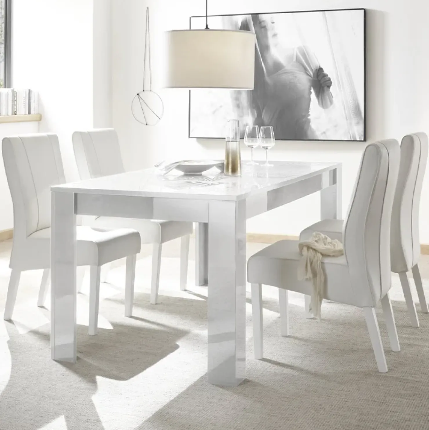 Garnero Arredamenti Tavolo da pranzo rettangolare 180x90cm serigrafato Paradise Bianco Lucido Online