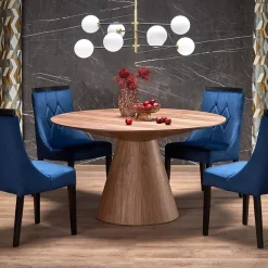 Garnero Arredamenti Tavolo da pranzo rotondo 136x78cm noce scuro Thor Clearance