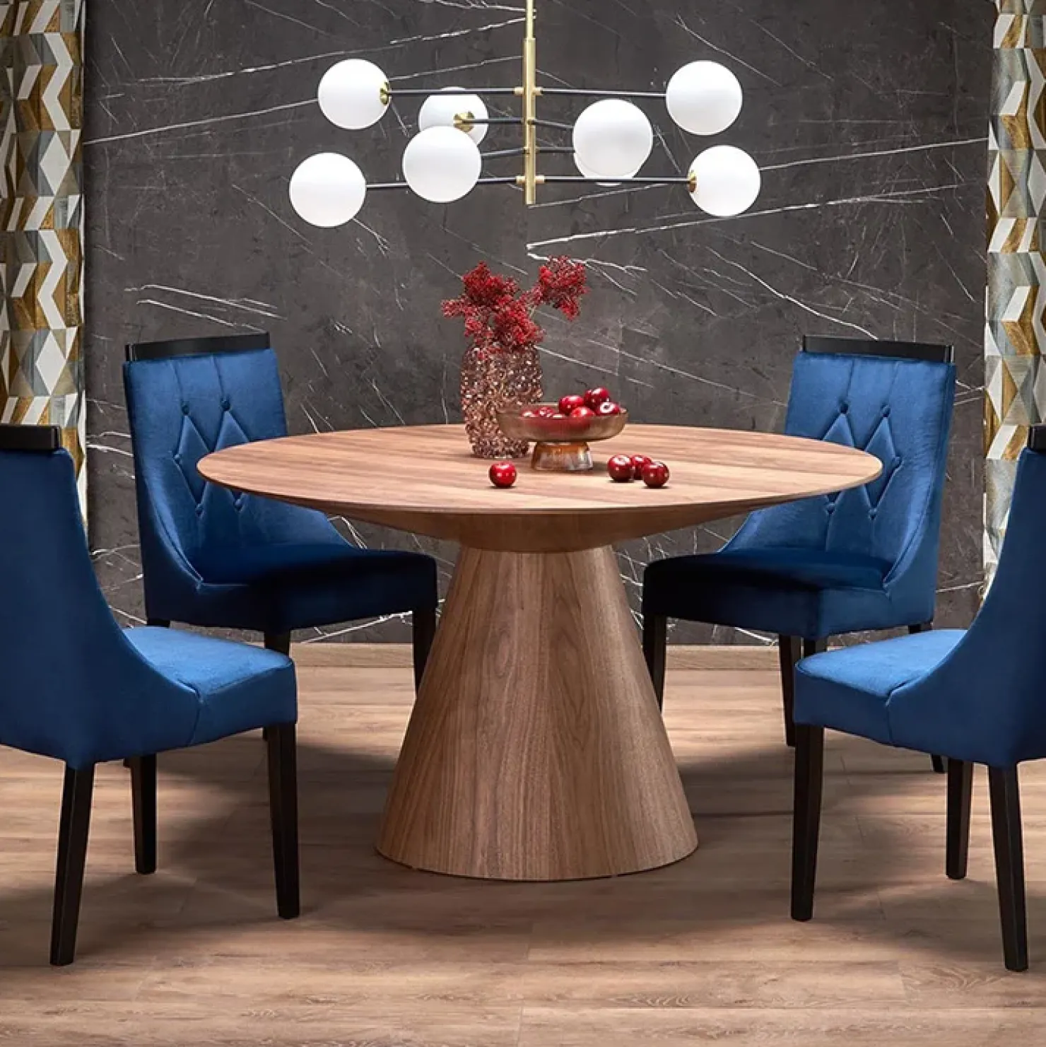 Garnero Arredamenti Tavolo da pranzo rotondo 136x78cm noce scuro Thor Clearance