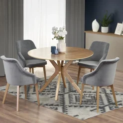 Garnero Arredamenti Tavolo da pranzo rotondo moderno 120x120cm rovere naturale Corinto Sale