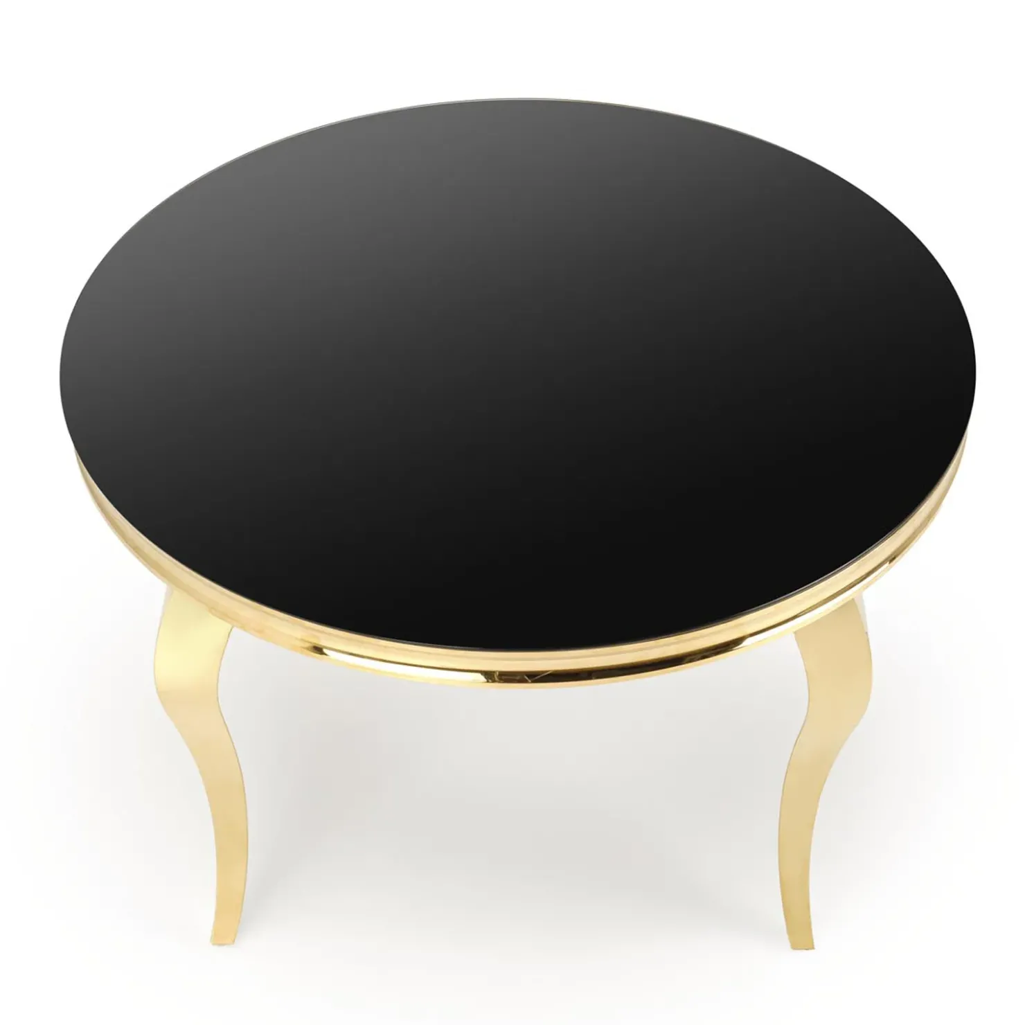 Garnero Arredamenti Tavolo da pranzo rotondo 120cm vetro nero cromato oro Selim Nero - Oro Best