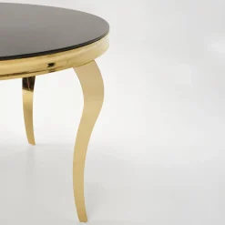 Garnero Arredamenti Tavolo da pranzo rotondo 120cm vetro nero cromato oro Selim Nero - Oro Best