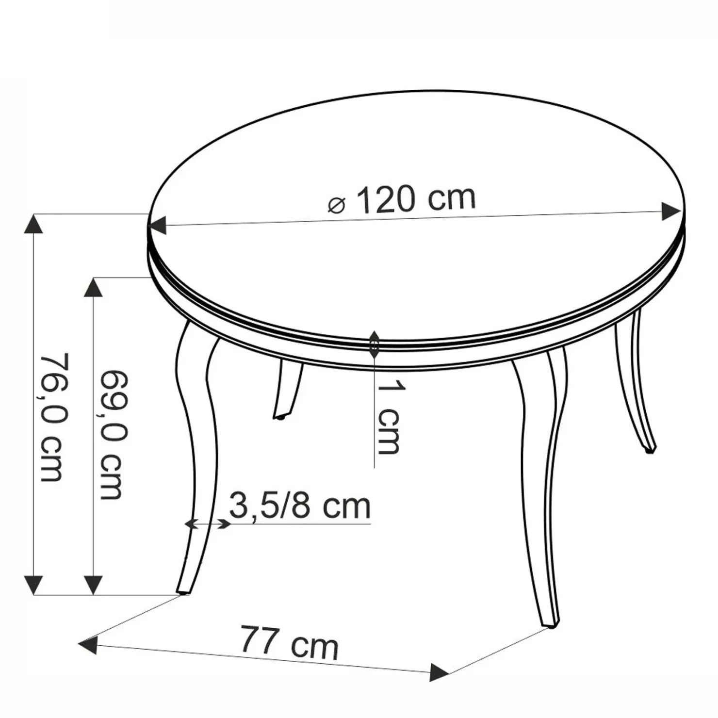 Garnero Arredamenti Tavolo da pranzo rotondo 120cm vetro nero cromato oro Selim Nero - Oro Best