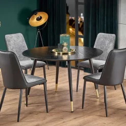 Garnero Arredamenti Tavolo da pranzo rotondo industrial 120x120cm oro e nero Kufa Outlet
