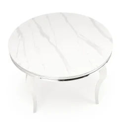 Garnero Arredamenti Tavolo da pranzo rotondo 120cm effetto marmo bianco cromato argento Selim Marmo bianco - Argento Hot