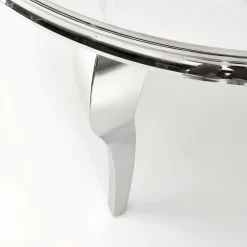 Garnero Arredamenti Tavolo da pranzo rotondo 120cm effetto marmo bianco cromato argento Selim Marmo bianco - Argento Hot