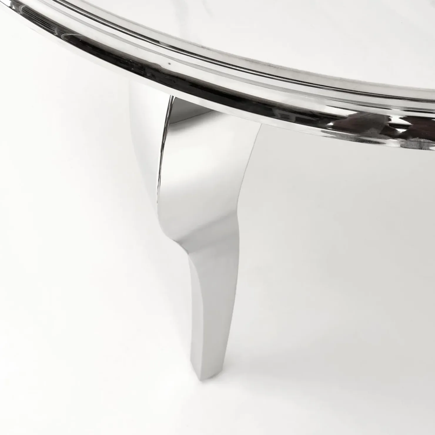 Garnero Arredamenti Tavolo da pranzo rotondo 120cm effetto marmo bianco cromato argento Selim Marmo bianco - Argento Hot