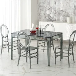 Garnero Arredamenti Tavolo da pranzo trasparente moderno 120x80cm fumé Naked Outlet