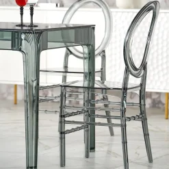 Garnero Arredamenti Tavolo da pranzo trasparente moderno 120x80cm fumé Naked Outlet