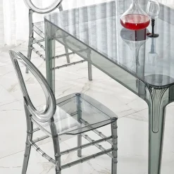 Garnero Arredamenti Tavolo da pranzo trasparente moderno 120x80cm fumé Naked Outlet