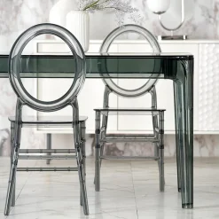 Garnero Arredamenti Tavolo da pranzo trasparente moderno 120x80cm fumé Naked Outlet