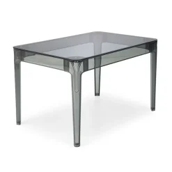 Garnero Arredamenti Tavolo da pranzo trasparente moderno 120x80cm fumé Naked Outlet