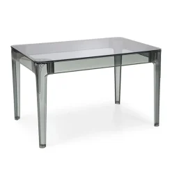 Garnero Arredamenti Tavolo da pranzo trasparente moderno 120x80cm fumé Naked Outlet