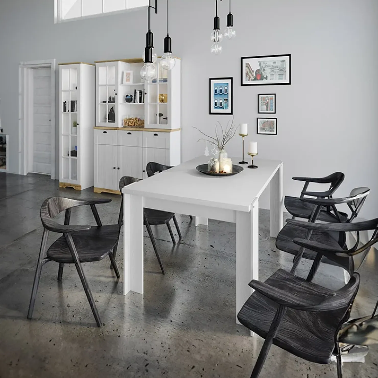 Garnero Arredamenti Tavolo da pranzo 150x76cm bianco lucido Loira