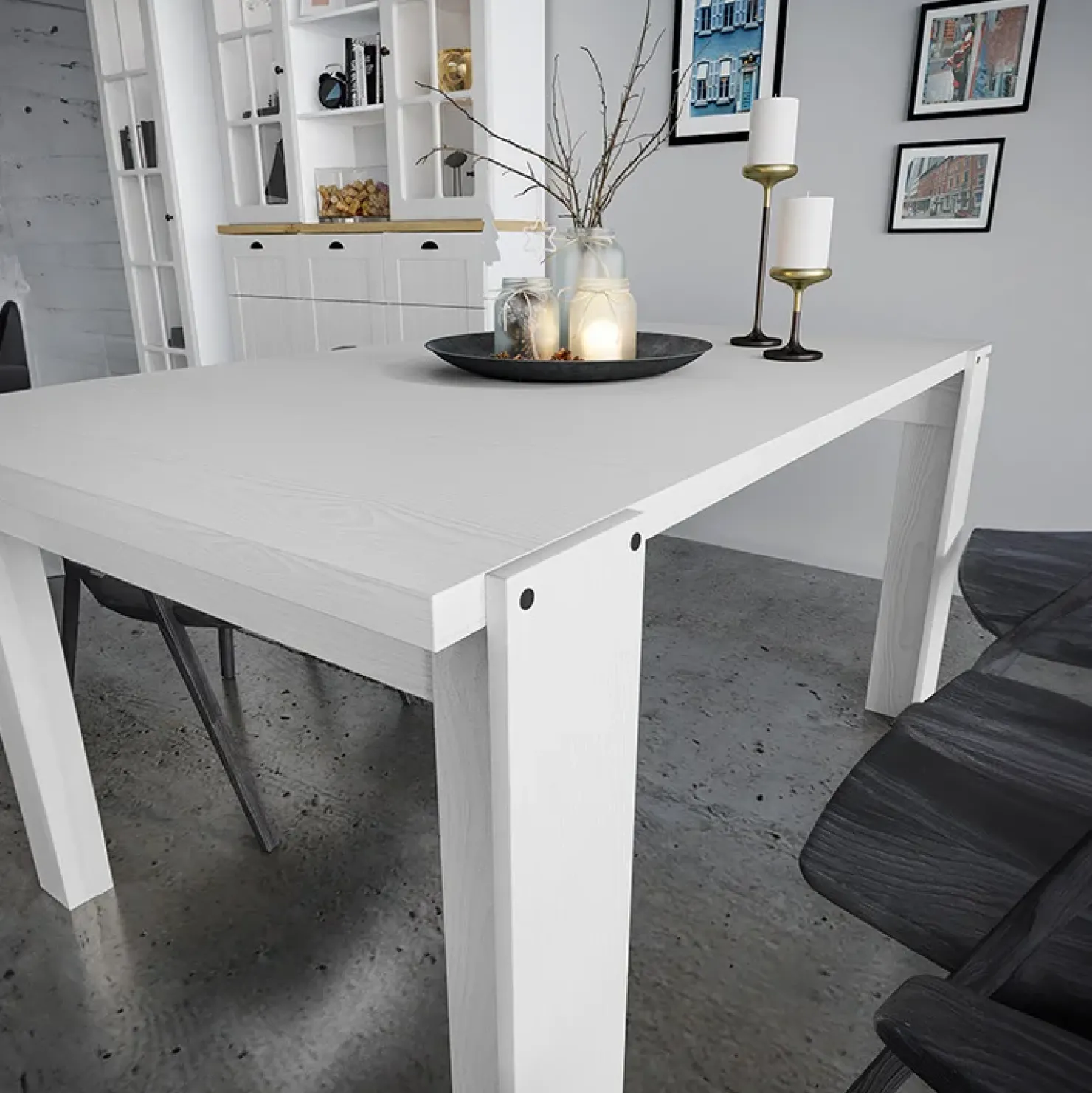 Garnero Arredamenti Tavolo da pranzo 150x76cm bianco lucido Loira