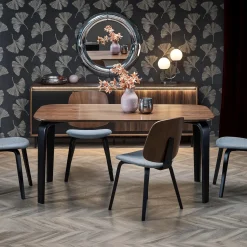 Garnero Arredamenti Tavolo da pranzo 169x90cm moderno rovere noce nero Basilia Discount