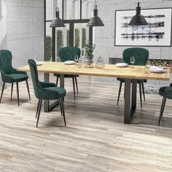 Garnero Arredamenti Tavolo da pranzo 140x85cm rovere massello acciaio nero Preston