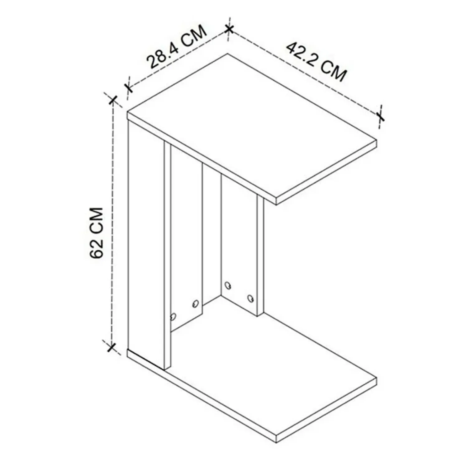 Garnero Arredamenti Tavolo da salotto con ruote 42x62cm antracite rovere Devon Outlet