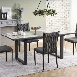 Garnero Arredamenti Tavolo in vetro 160/200cm allungabile marmo bianco grigio Jeff Clearance