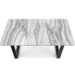 Garnero Arredamenti Tavolo in vetro 160/200cm allungabile marmo bianco grigio Jeff Clearance