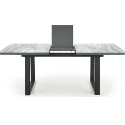 Garnero Arredamenti Tavolo in vetro 160/200cm allungabile marmo bianco grigio Jeff Clearance