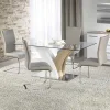 Garnero Arredamenti Tavolo in vetro 160x90cm moderno bianco rovere acciaio Horus Sale