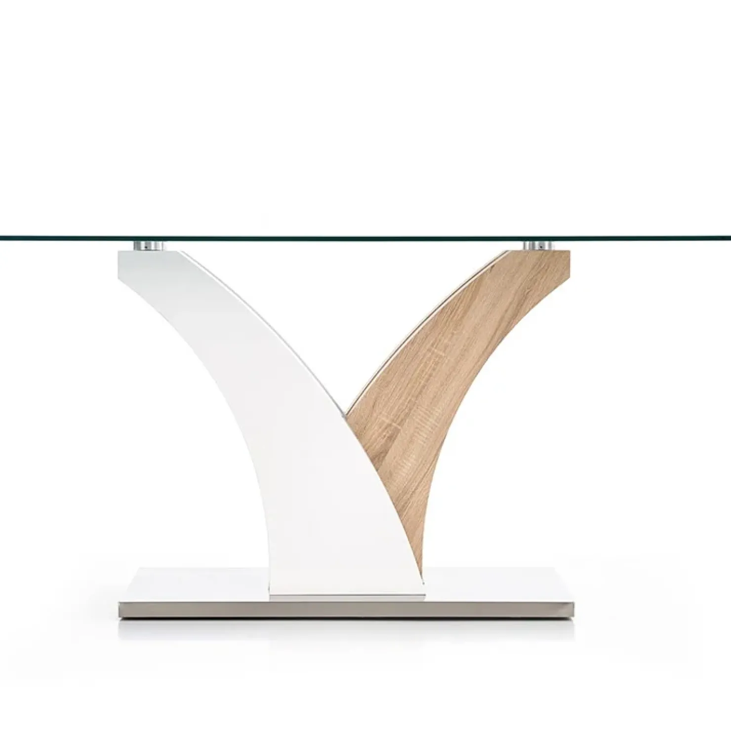 Garnero Arredamenti Tavolo in vetro 160x90cm moderno bianco rovere acciaio Horus Sale