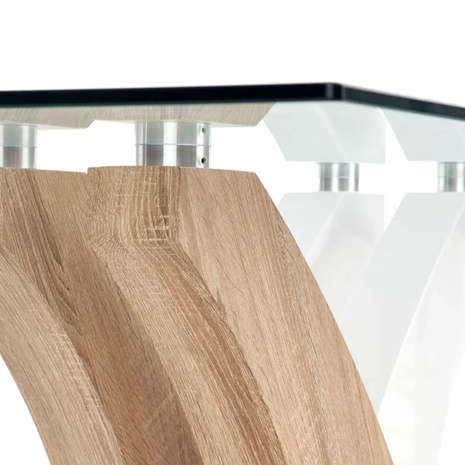 Garnero Arredamenti Tavolo in vetro 160x90cm moderno bianco rovere acciaio Horus Sale