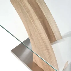 Garnero Arredamenti Tavolo in vetro 160x90cm moderno bianco rovere acciaio Horus Sale