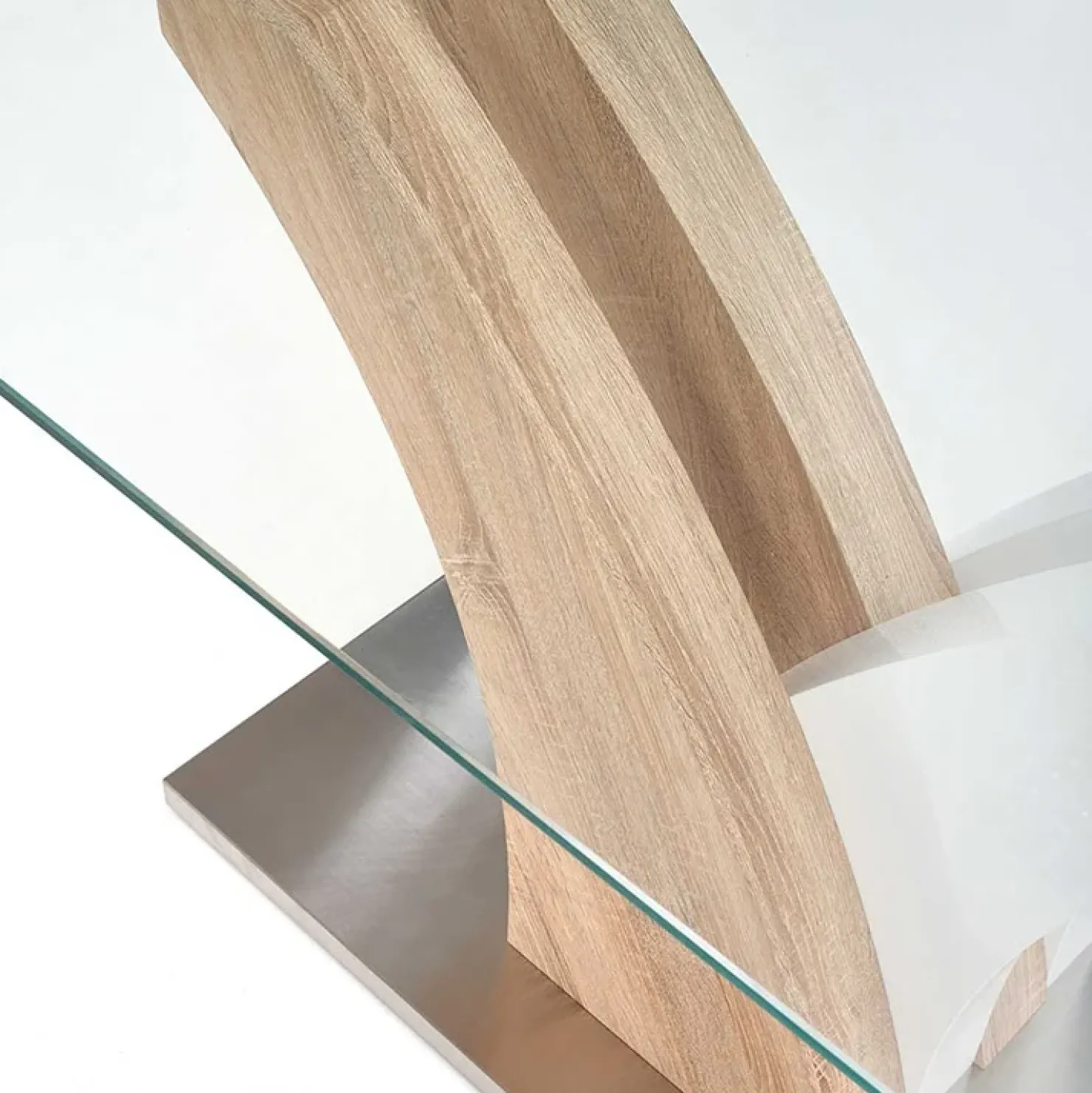 Garnero Arredamenti Tavolo in vetro 160x90cm moderno bianco rovere acciaio Horus Sale