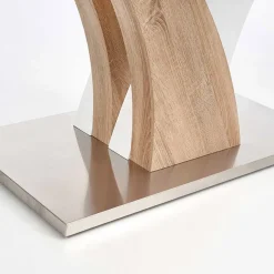 Garnero Arredamenti Tavolo in vetro 160x90cm moderno bianco rovere acciaio Horus Sale