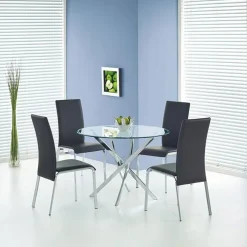 Garnero Arredamenti Tavolo in vetro 100x100cm rotondo da pranzo acciaio cromato Minerva Gihome® Argento New
