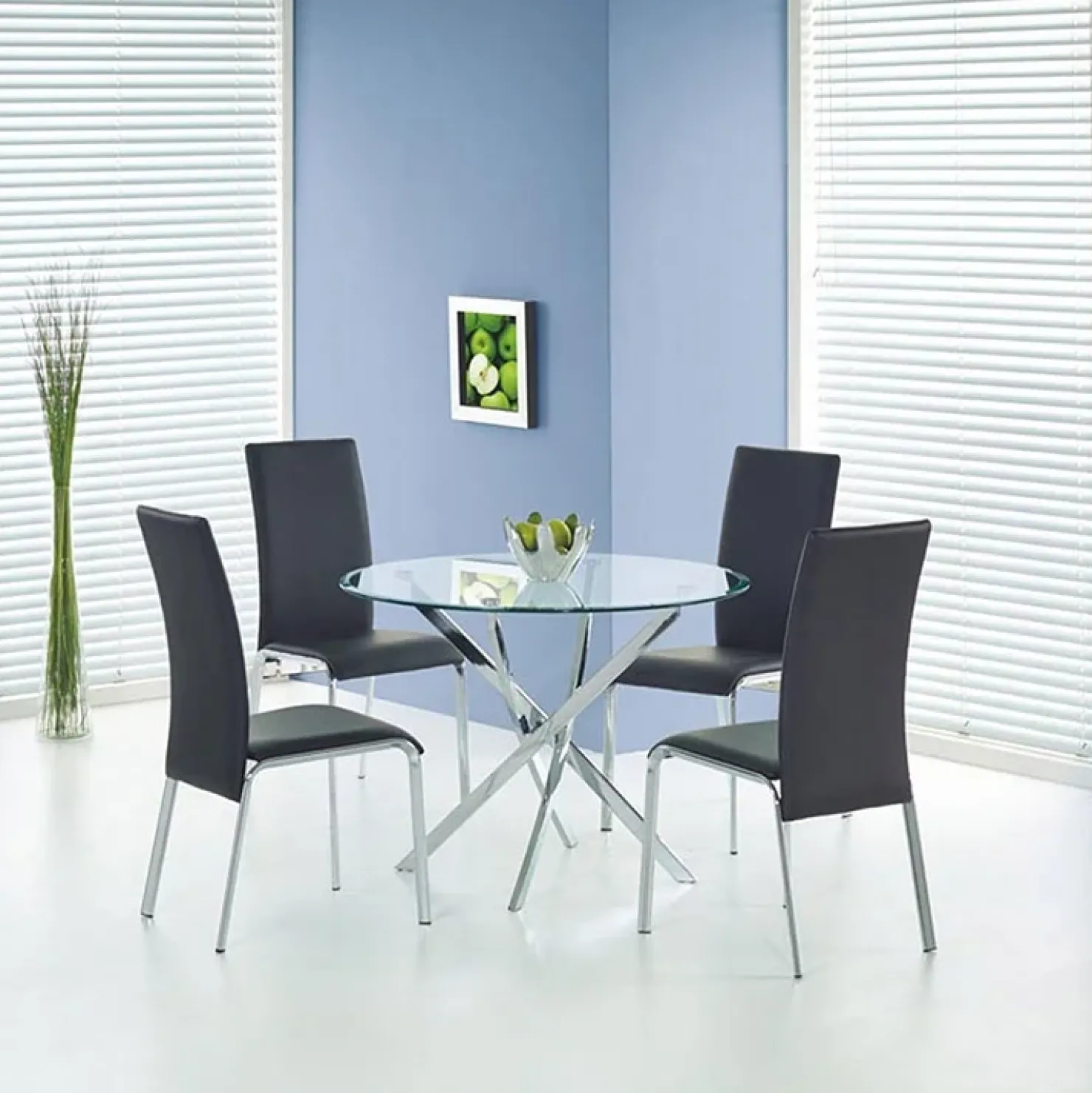 Garnero Arredamenti Tavolo in vetro 100x100cm rotondo da pranzo acciaio cromato Minerva Gihome® Argento New