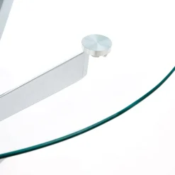 Garnero Arredamenti Tavolo in vetro 100x100cm rotondo da pranzo acciaio cromato Minerva Gihome® Argento New