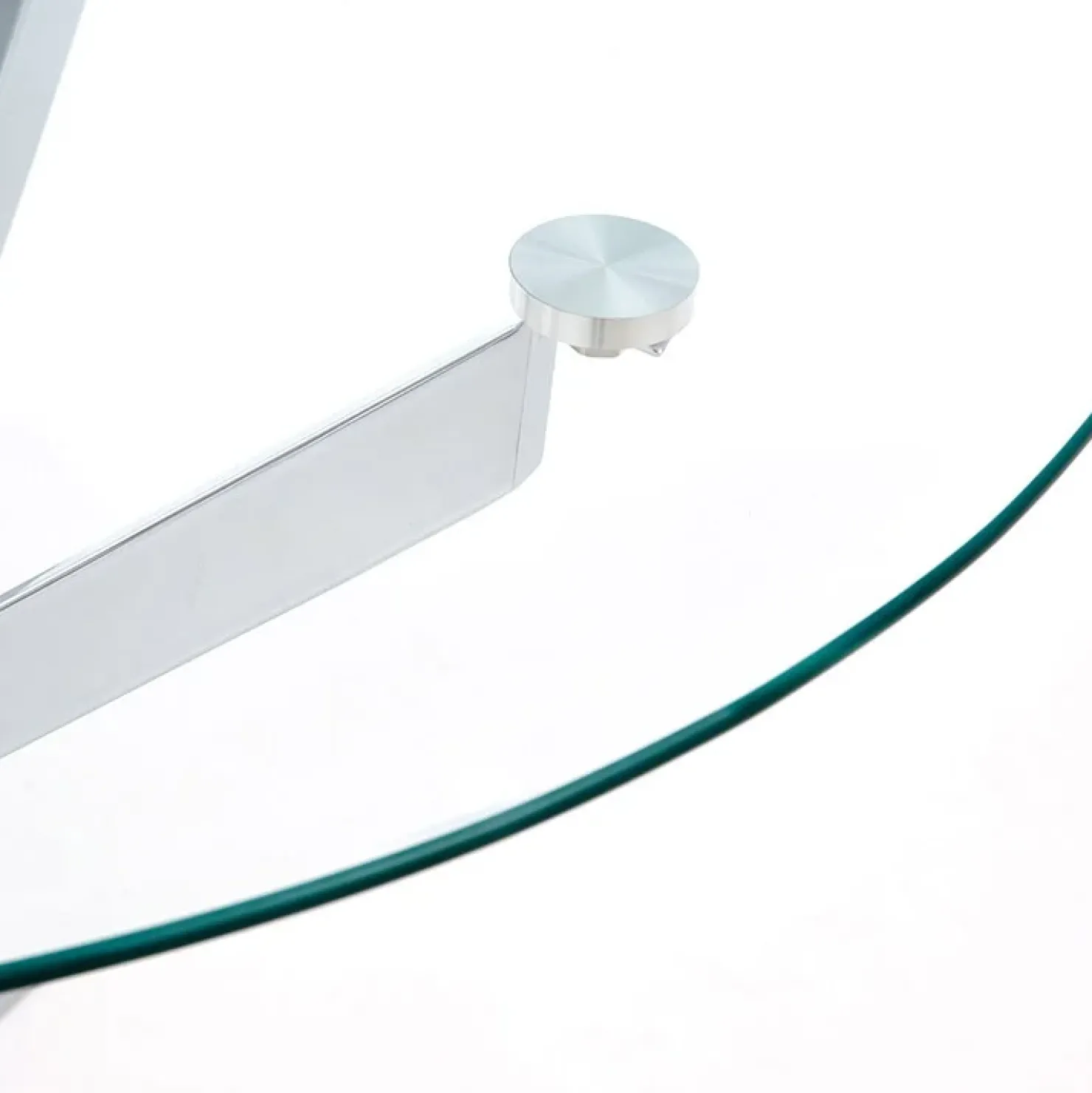 Garnero Arredamenti Tavolo in vetro 100x100cm rotondo da pranzo acciaio cromato Minerva Gihome® Argento New