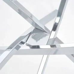 Garnero Arredamenti Tavolo in vetro 100x100cm rotondo da pranzo acciaio cromato Minerva Gihome® Argento New