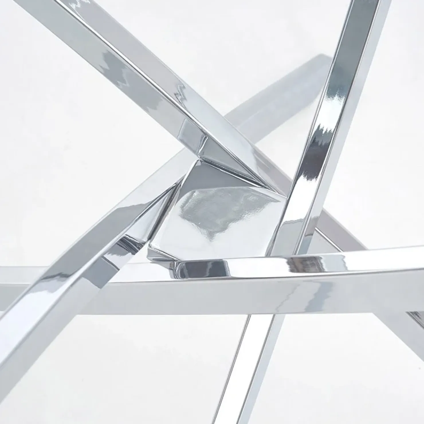 Garnero Arredamenti Tavolo in vetro 100x100cm rotondo da pranzo acciaio cromato Minerva Gihome® Argento New