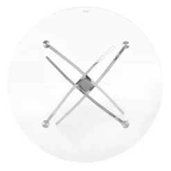 Garnero Arredamenti Tavolo in vetro 100x100cm rotondo da pranzo acciaio cromato Minerva Gihome® Argento New