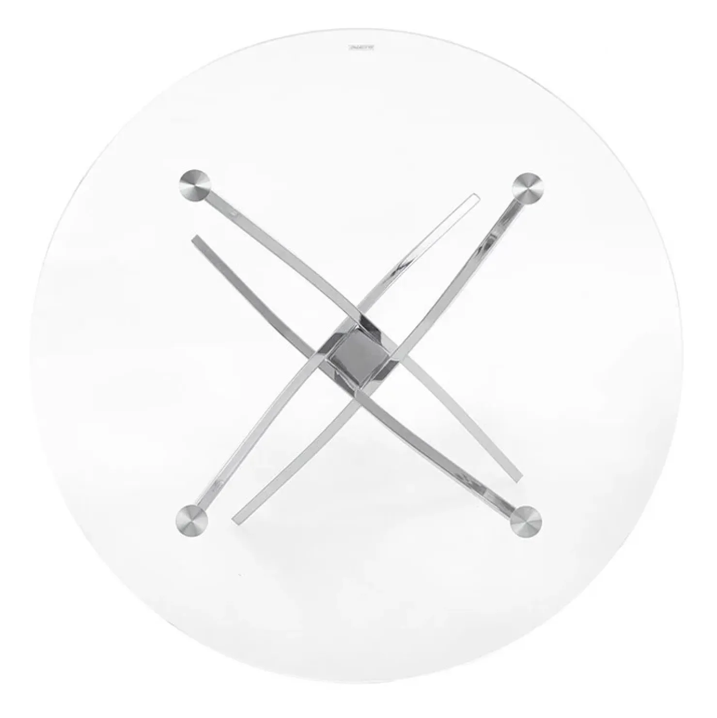 Garnero Arredamenti Tavolo in vetro 100x100cm rotondo da pranzo acciaio cromato Minerva Gihome® Argento New