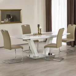 Garnero Arredamenti Tavolo rettangolare allungabile 160/200cm bianco acciaio Sfinge