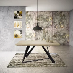 Garnero Arredamenti Tavolo rettangolare soggiorno industrial 180x90cm rovere nero Pelago Outlet