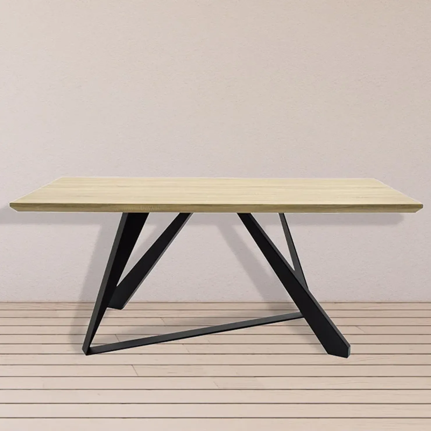 Garnero Arredamenti Tavolo rettangolare soggiorno industrial 180x90cm rovere nero Pelago Outlet