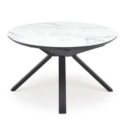 Garnero Arredamenti Tavolo rotondo allungabile 130/180cm vetro effetto marmo bianco nero Galact Discount