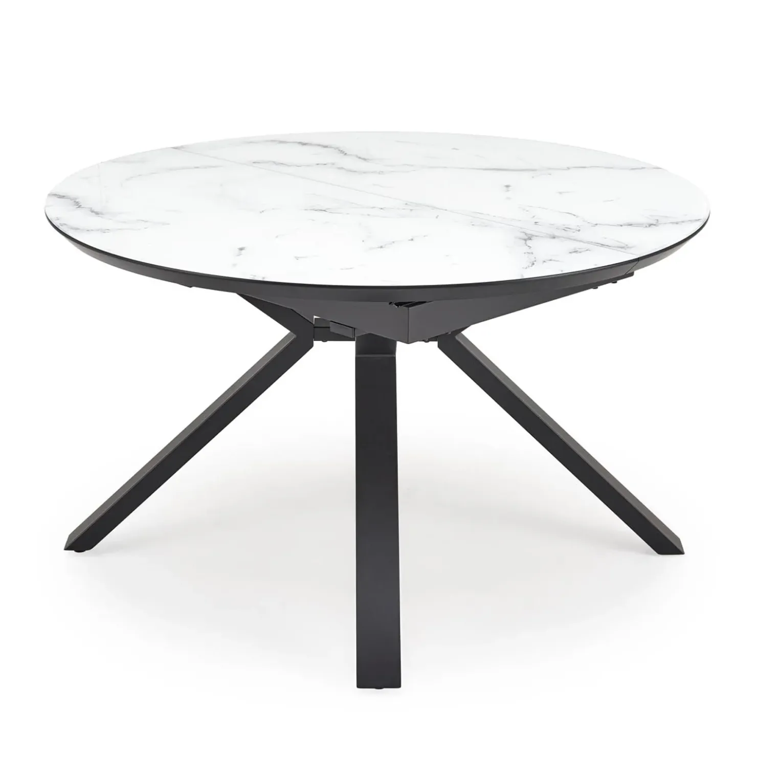 Garnero Arredamenti Tavolo rotondo allungabile 130/180cm vetro effetto marmo bianco nero Galact Discount