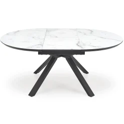 Garnero Arredamenti Tavolo rotondo allungabile 130/180cm vetro effetto marmo bianco nero Galact Discount