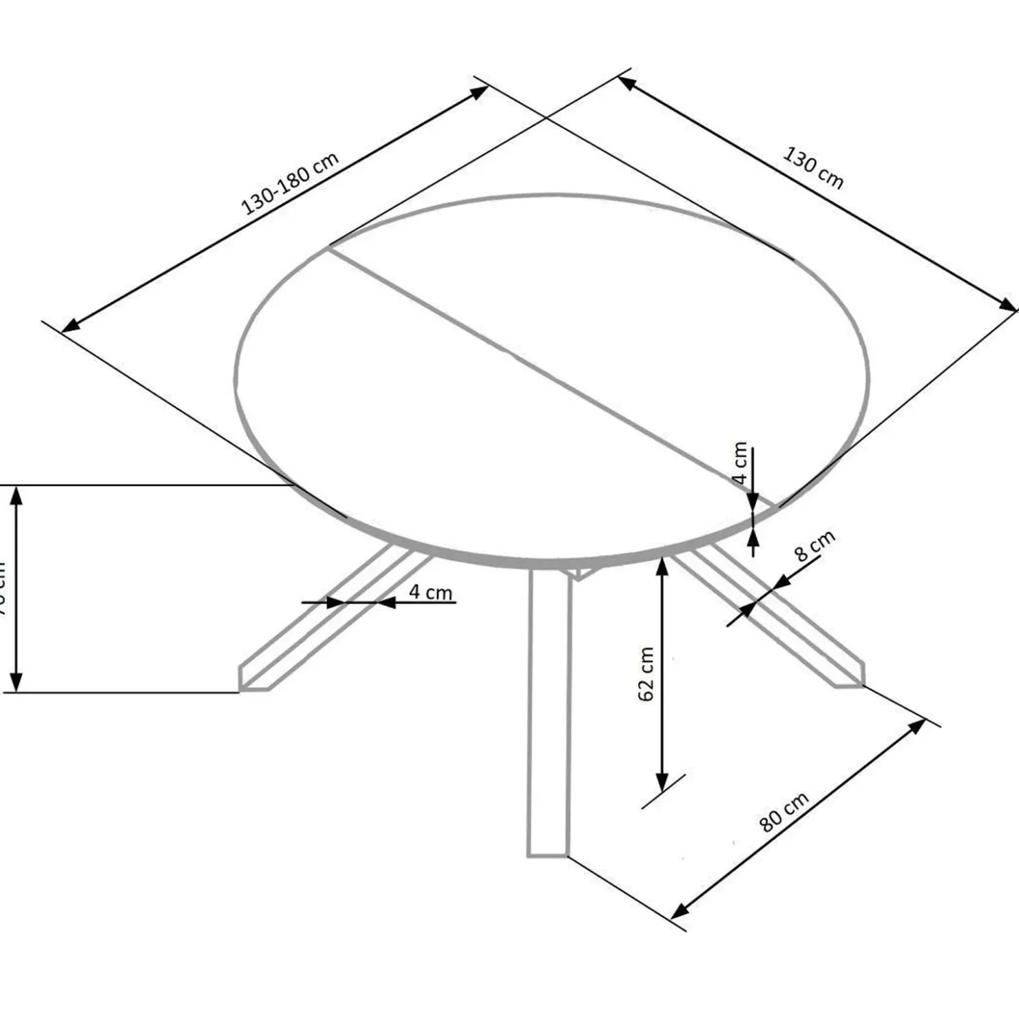 Garnero Arredamenti Tavolo rotondo allungabile 130/180cm vetro effetto marmo bianco nero Galact Discount