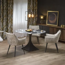 Garnero Arredamenti Tavolo rotondo 120cm moderno effetto marmo nero Anul Discount